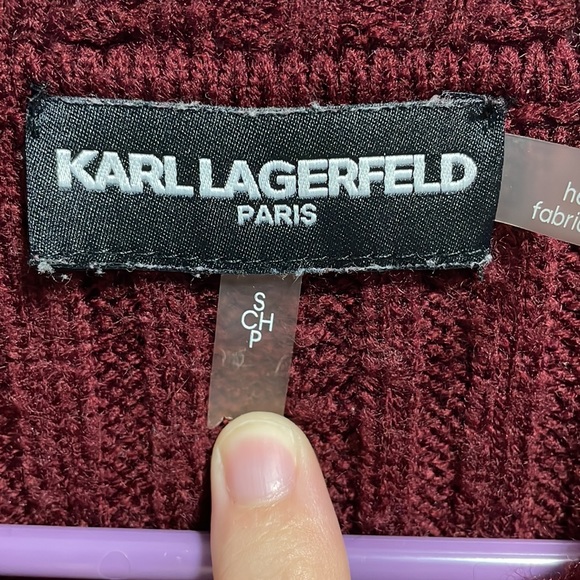 Karl Lagerfeld Maroon Knit Sweater Size Small - Picture 3 of 3